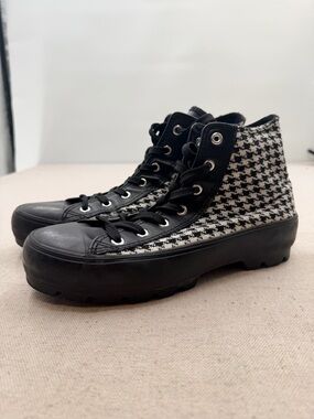 Jessica Carlyle Houndstooth High Top Sneakers